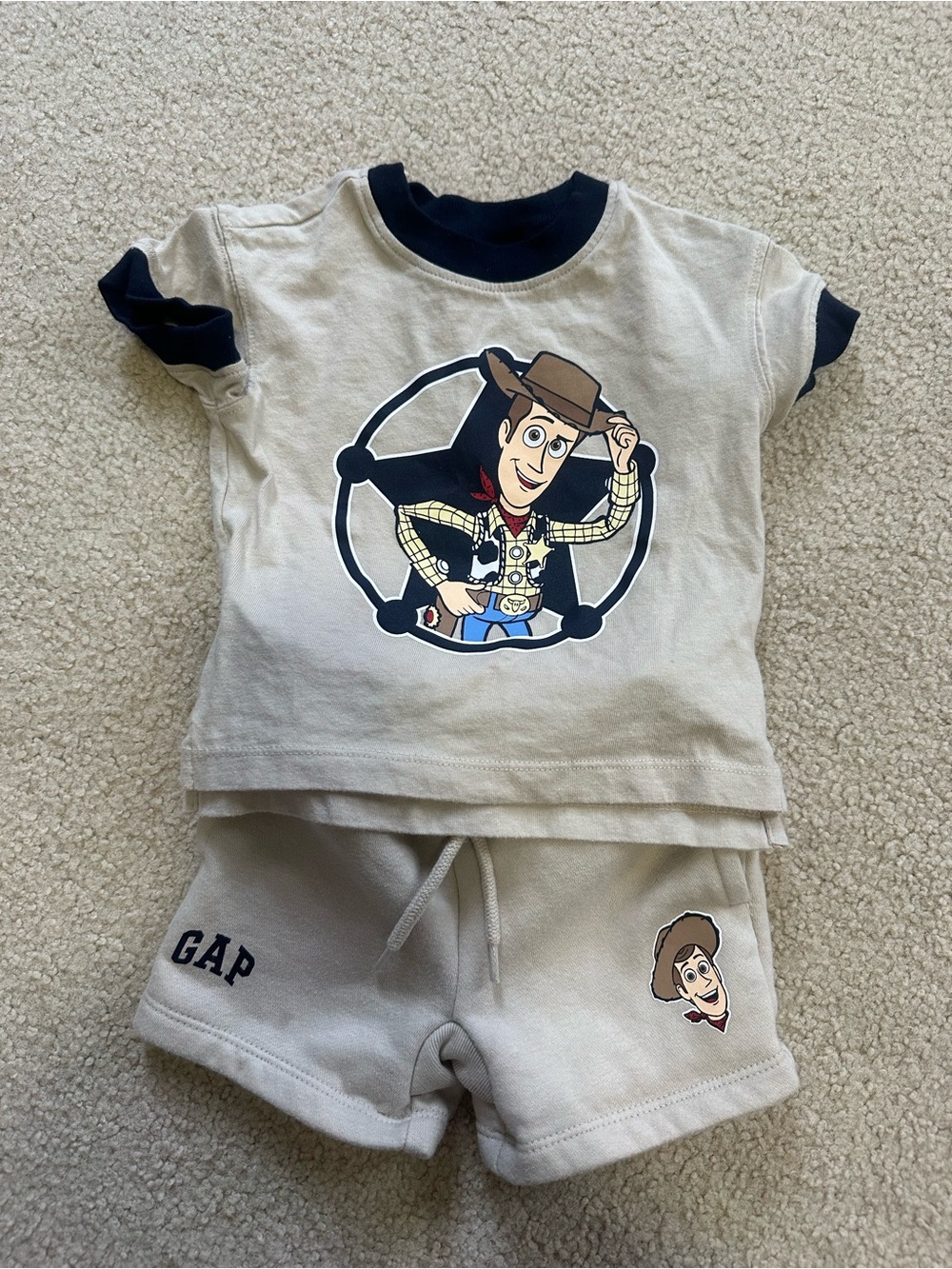 GAP Beige & Navy Toy Story Woody Tee and Shorts Set